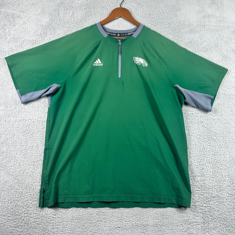 Philadelphia Eagles 1/4 Zip Adidas Pullover Mens 2XL Green Lightweight Sideline
